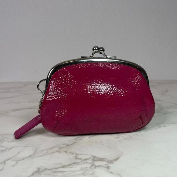Vintage Y2K Coach Pink Kiss Lock Patent Leather Pouch Wallet - Picture 2 of 14